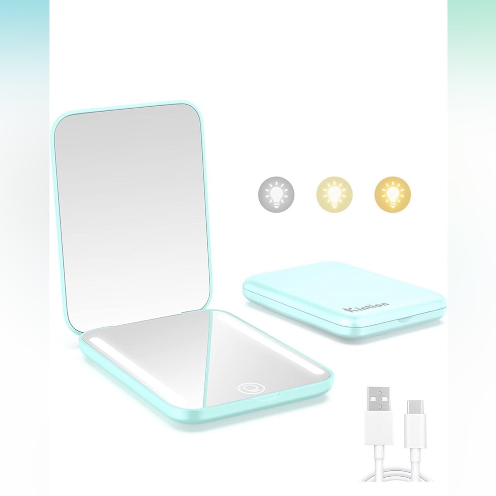 NWT Rechargeable Pocket Mirror, Double Sided 1X/3X Magnification Compact Vanity